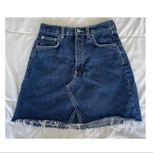 ZARA High Rise Raw Hemline Denim Skirt
